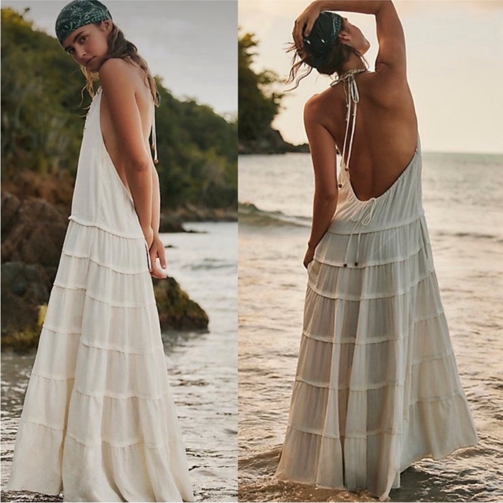 Free People Cream Backless Maxi Dress